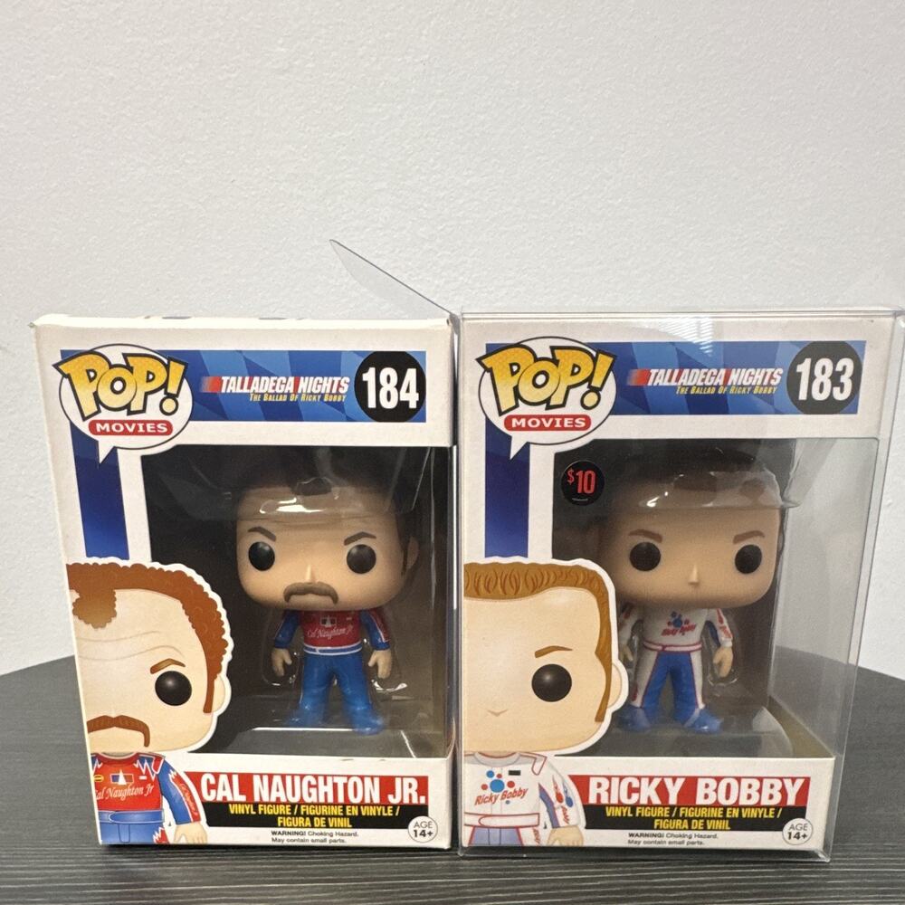 Funko Pop Talladega Nights Ricky Bobby #183 Cal Naughton Jr #184 Lot of 2